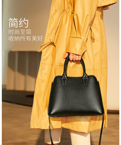 Genuine leather bag simple handbag shoulder bag large capacity ladies shoulder bag