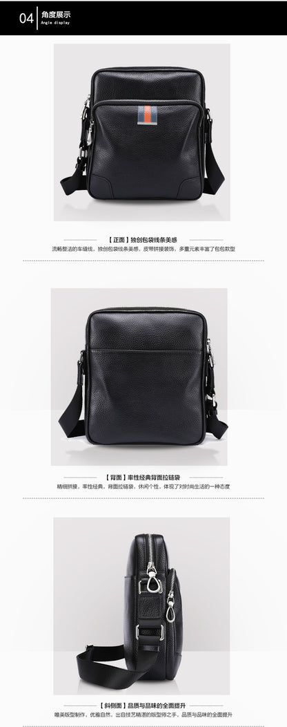 Men's Shoulder Bag Made of Genuine Cowskin Leather Multifunctional Casual Large Capacity Fashion Crossbody Bag 
