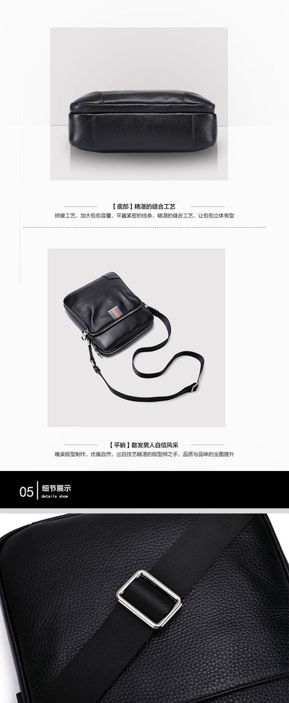 Men's Shoulder Bag Made of Genuine Cowskin Leather Multifunctional Casual Large Capacity Fashion Crossbody Bag 