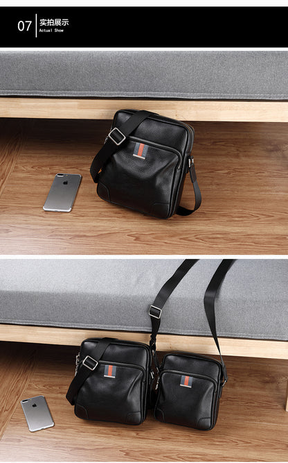 Men's Shoulder Bag Made of Genuine Cowskin Leather Multifunctional Casual Large Capacity Fashion Crossbody Bag 