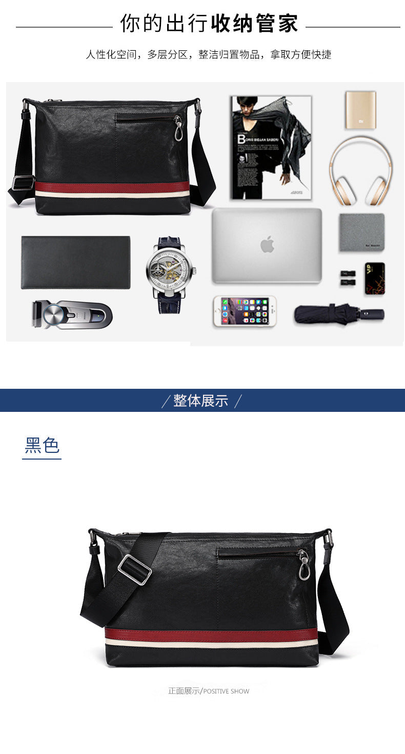 New Men's Shoulder Bag Made of Genuine Cowhide Leather Multifunctional Fashion Casual Large Capacity Crossbody Bag 