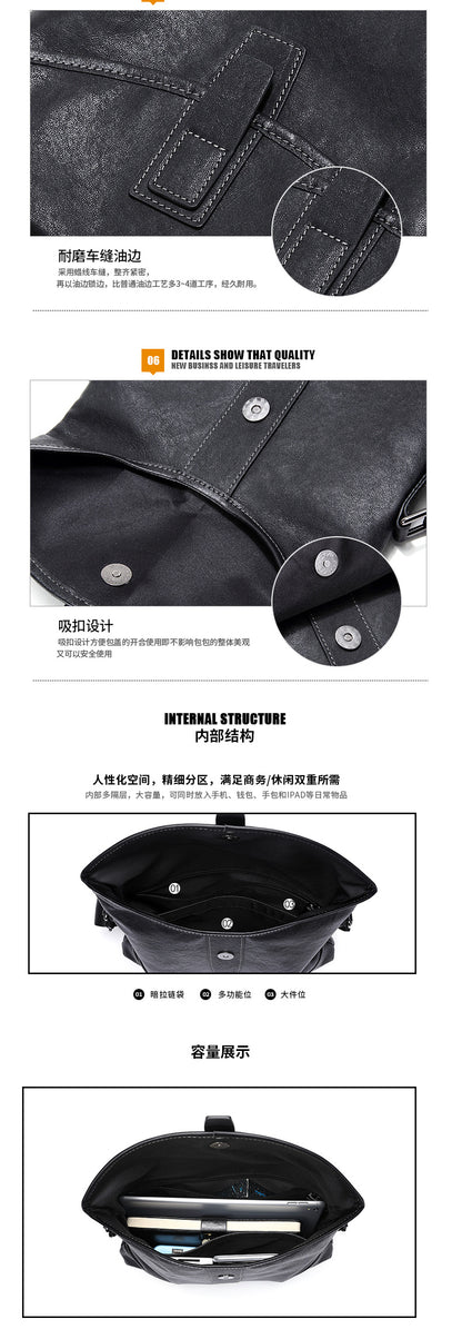 Men's Shoulder Bag Sports Bag Genuine Cowhide Leather Casual Crossbody Bag Backpack 