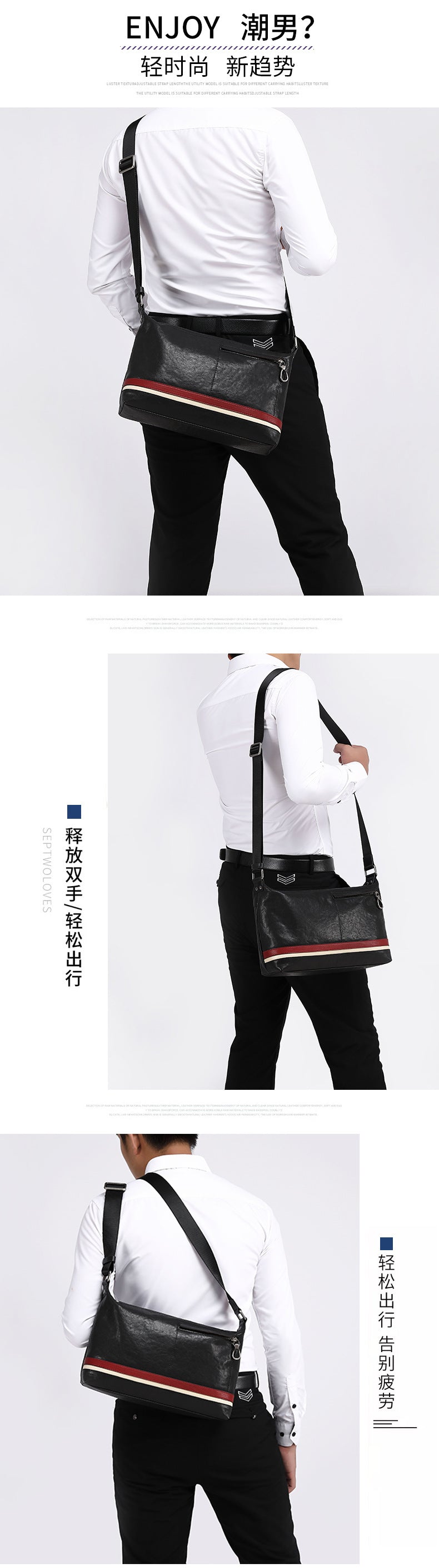 New Men's Shoulder Bag Made of Genuine Cowhide Leather Multifunctional Fashion Casual Large Capacity Crossbody Bag 