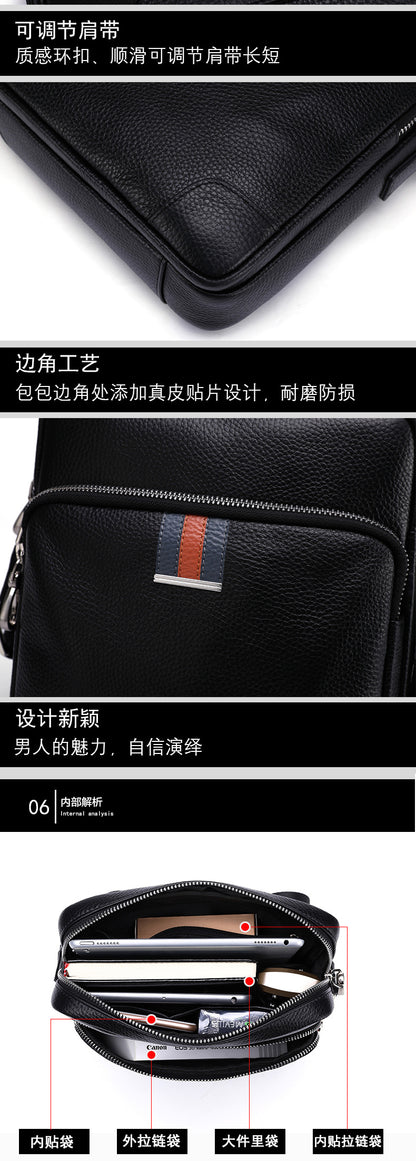 Men's Shoulder Bag Made of Genuine Cowskin Leather Multifunctional Casual Large Capacity Fashion Crossbody Bag 