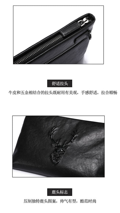 Men's handbag genuine leather cowhide business casual fashion large capacity men's wallet 