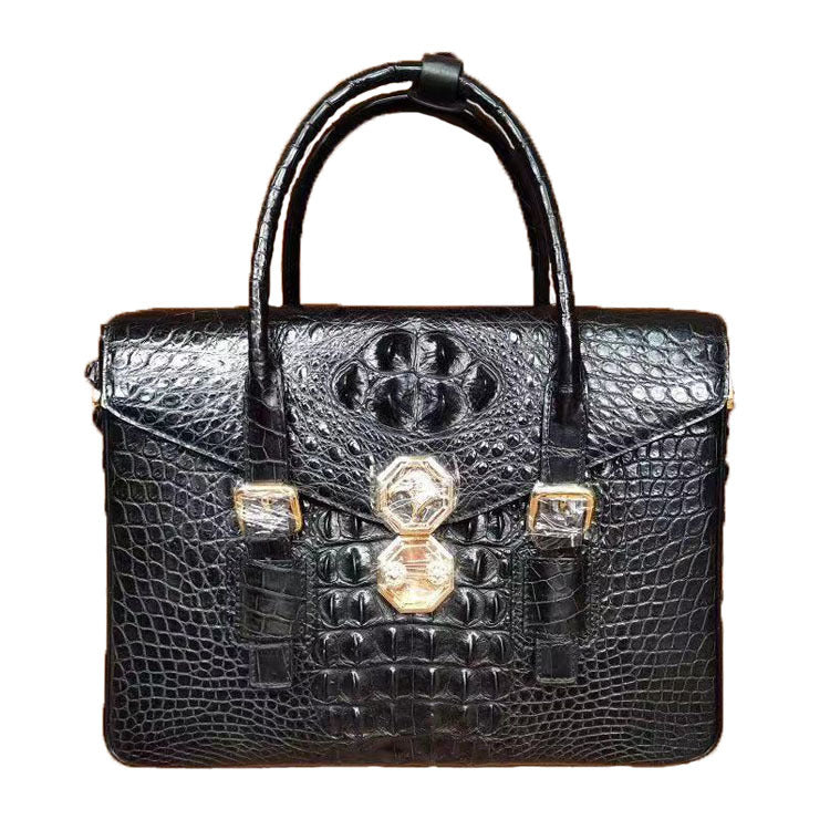 Taiwan Crocodile Skin Genuine Leather Men's Briefcase Casual Handbag Shoulder Bag