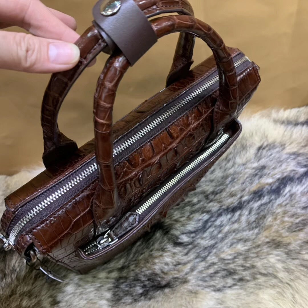 Men's briefcase Taiwanese crocodile osteoderm genuine leather business fashion crossbody shoulder bag men's handbag