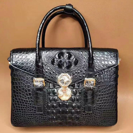 Taiwan Crocodile Skin Genuine Leather Men's Briefcase Casual Handbag Shoulder Bag