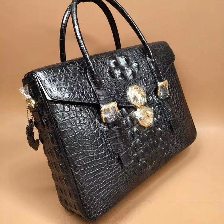 Taiwan Crocodile Skin Genuine Leather Men's Briefcase Casual Handbag Shoulder Bag