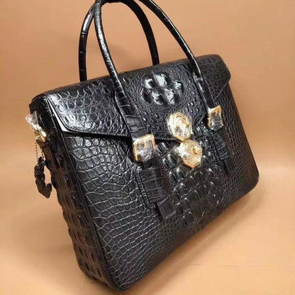 Taiwan Crocodile Skin Genuine Leather Men's Briefcase Casual Handbag Shoulder Bag