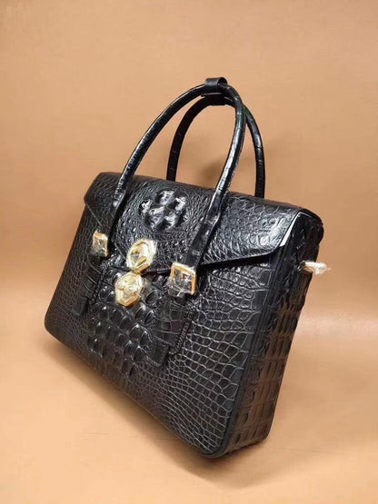 Taiwan Crocodile Skin Genuine Leather Men's Briefcase Casual Handbag Shoulder Bag