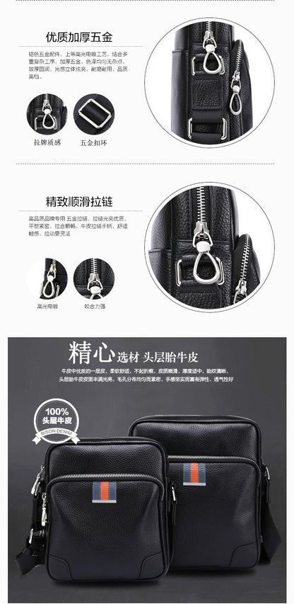Men's Shoulder Bag Made of Genuine Cowskin Leather Multifunctional Casual Large Capacity Fashion Crossbody Bag 