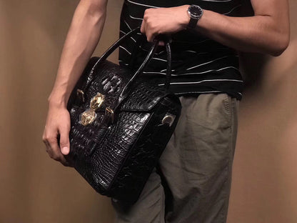 Taiwan Crocodile Skin Genuine Leather Men's Briefcase Casual Handbag Shoulder Bag