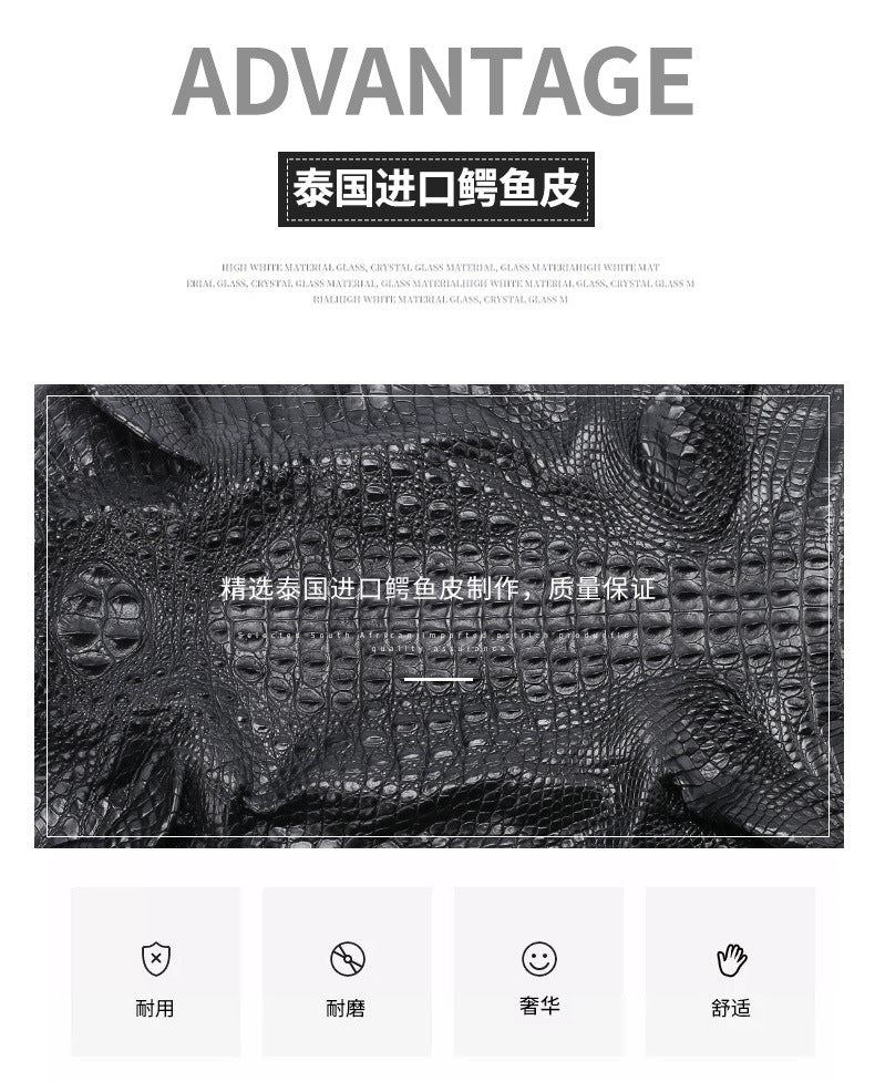 Siamese Crocodile Skin Genuine Leather Men's Shoulder Bag Business Casual Crossbody Bag Handbag 