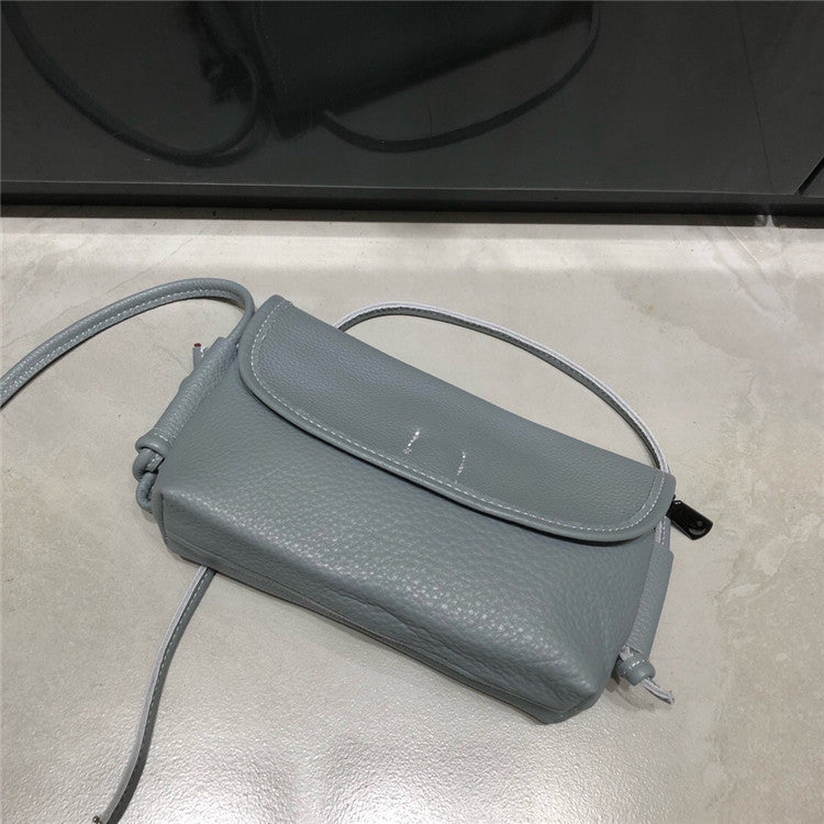 Genuine Leather Ladies Diagonal Shoulder Bag Retro Messenger Bag with Lid Zipper Handbag