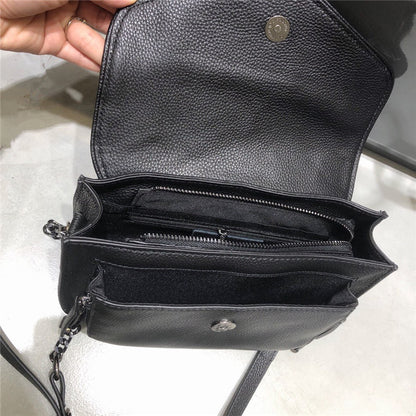 Women's Casual Shoulder Bag Chain Type Genuine Leather Chain Bag Small Square Bag Crossbody Bag