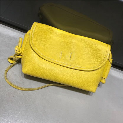 Genuine Leather Ladies Diagonal Shoulder Bag Retro Messenger Bag with Lid Zipper Handbag