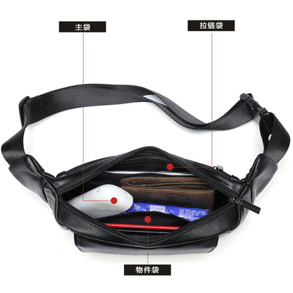Men's Bust Bag Sheepskin Genuine Leather Sports Multifunctional Men's Waist Bag 