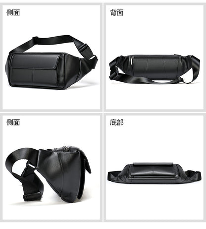 Men's Bust Bag Sheepskin Genuine Leather Sports Multifunctional Men's Waist Bag 