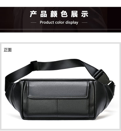 Men's Bust Bag Sheepskin Genuine Leather Sports Multifunctional Men's Waist Bag 