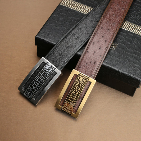 Ostrich skin genuine leather men's belt fashion business high quality male belt 