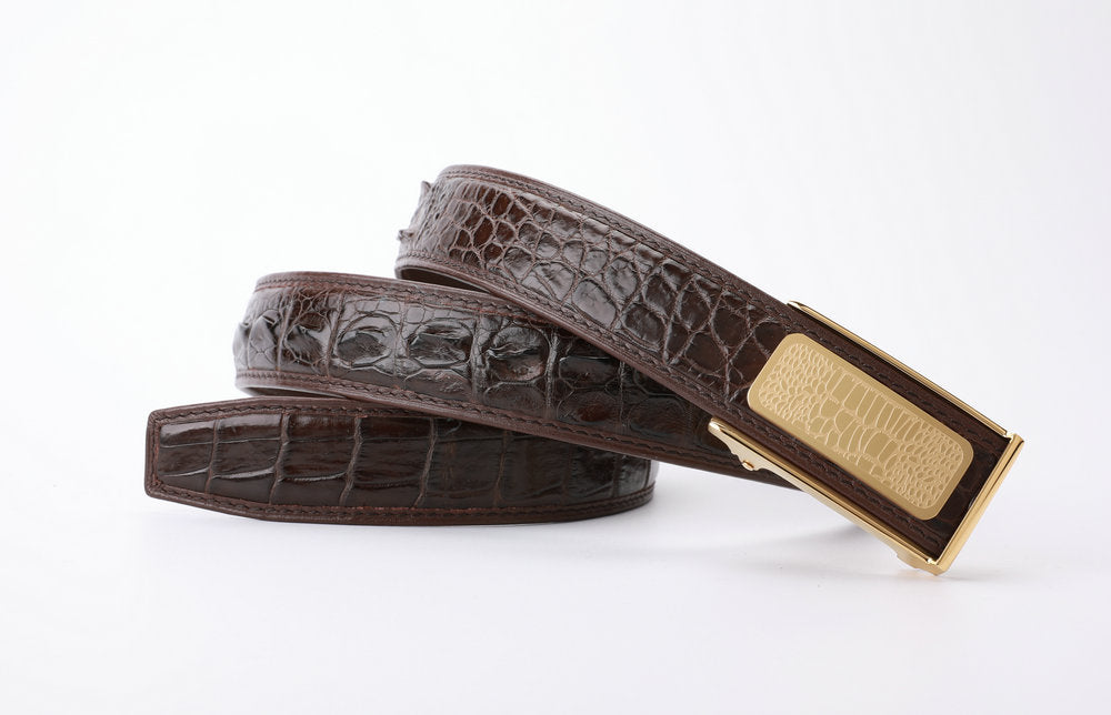 Men's Belt Siamese Crocodile Skin Genuine Leather High Quality Automatic Buckle Casual 