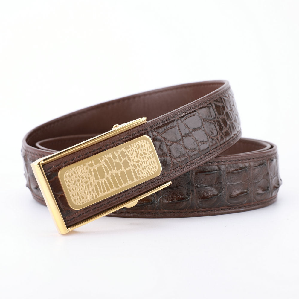 Men's Belt Siamese Crocodile Skin Genuine Leather High Quality Automatic Buckle Casual 