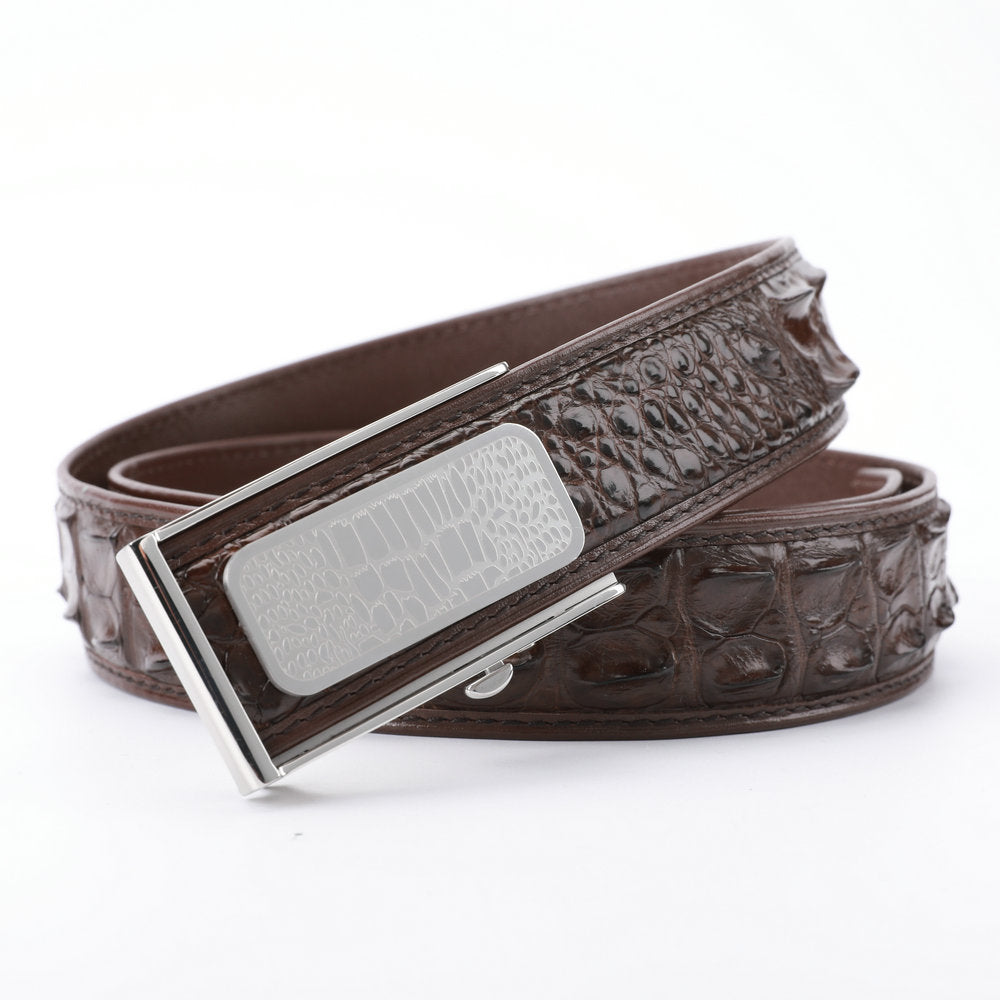 Men's Belt Siamese Crocodile Skin Genuine Leather High Quality Automatic Buckle Casual 