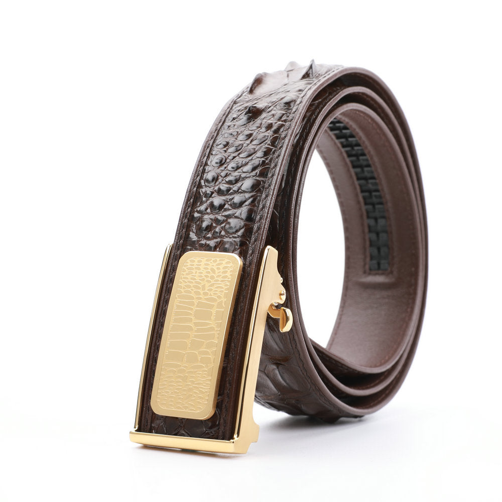 Men's Belt Siamese Crocodile Skin Genuine Leather High Quality Automatic Buckle Casual 