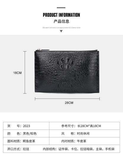 Siamese Crocodile Skin Men's Bag Genuine Leather Business Casual Handbag 