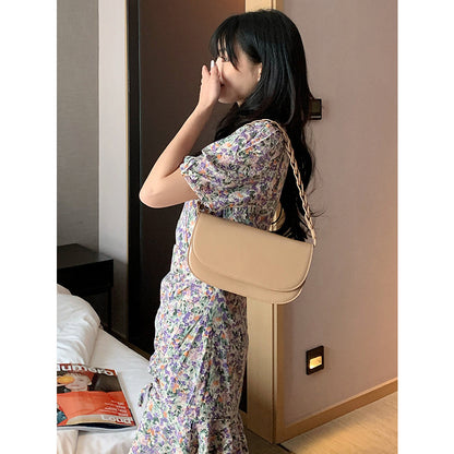 Stylish woven genuine leather women's bag armpit bag cowhide shoulder bag crossbody bag women
