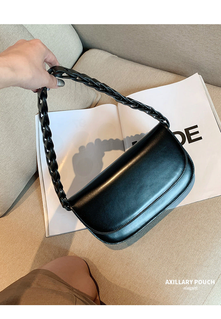 Stylish woven genuine leather women's bag armpit bag cowhide shoulder bag crossbody bag women