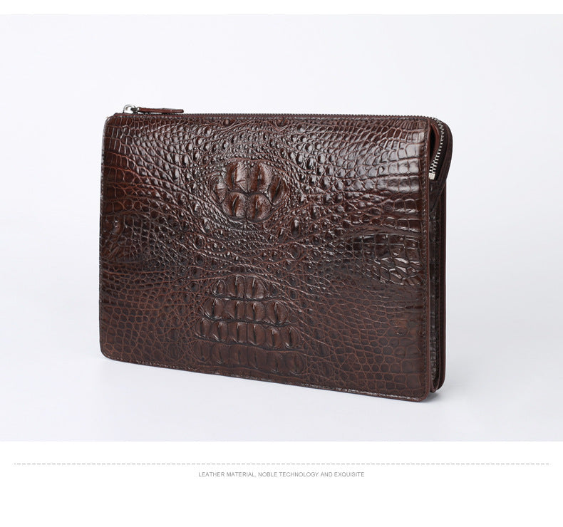 Siamese Crocodile Skin Genuine Leather Men's Bag Casual Commuting Business Handbag 