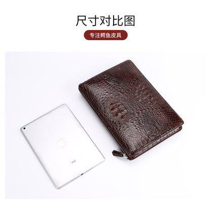 Siamese Crocodile Skin Genuine Leather Men's Bag Casual Commuting Business Handbag 