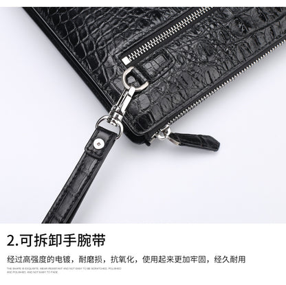 Siamese Crocodile Skin Genuine Leather Men's Bag Casual Commuting Business Handbag 