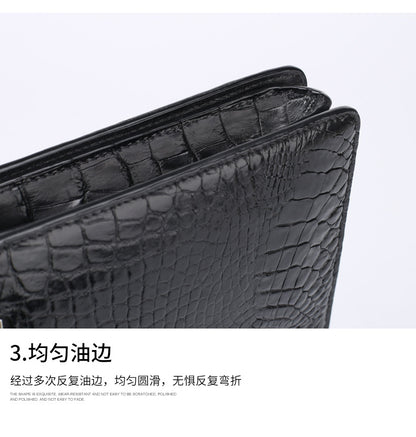 Siamese Crocodile Skin Genuine Leather Men's Bag Casual Commuting Business Handbag 