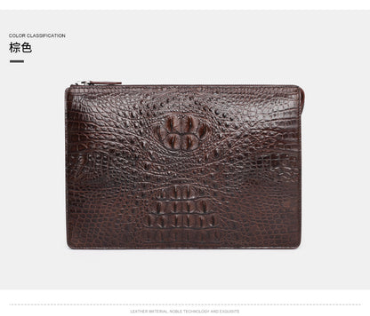 Siamese Crocodile Skin Genuine Leather Men's Bag Casual Commuting Business Handbag 