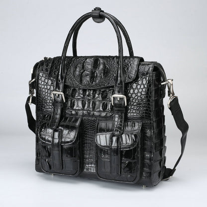 New Men's Briefcase Crocodile Skin Genuine Leather Handbag Commuting Work Business Business Bag for Men 