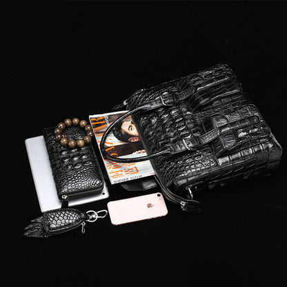 New Men's Briefcase Crocodile Skin Genuine Leather Handbag Commuting Work Business Business Bag for Men 