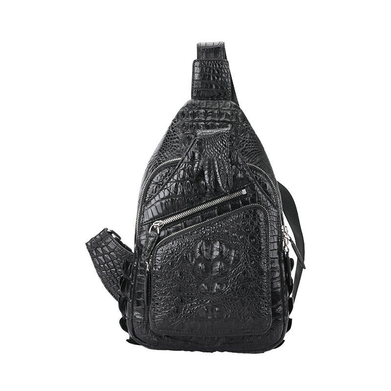Siamese Crocodile Skin Men's Bust Bag Genuine Leather Crossbody Bag Cool Style Fashion Bag 