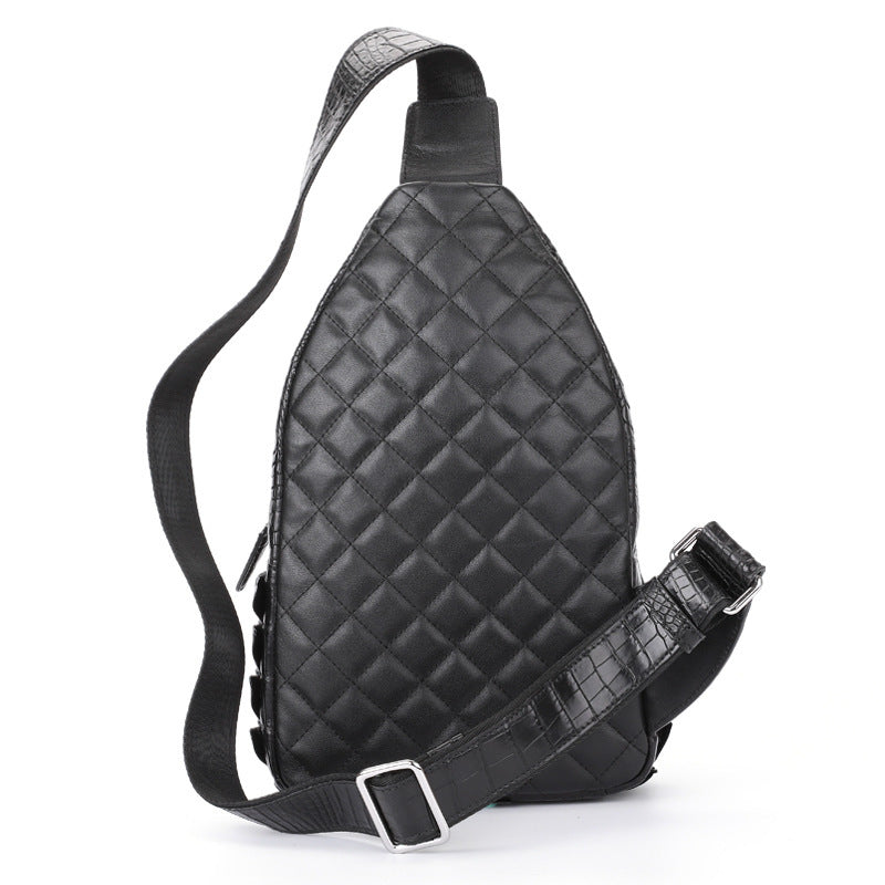 Siamese Crocodile Skin Men's Bust Bag Genuine Leather Crossbody Bag Cool Style Fashion Bag 