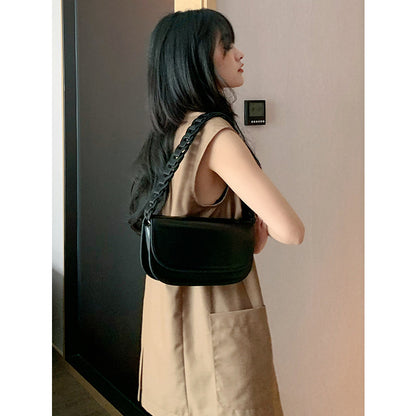 Stylish woven genuine leather women's bag armpit bag cowhide shoulder bag crossbody bag women