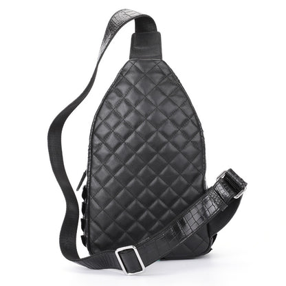 Siamese Crocodile Skin Men's Bust Bag Genuine Leather Crossbody Bag Cool Style Fashion Bag 