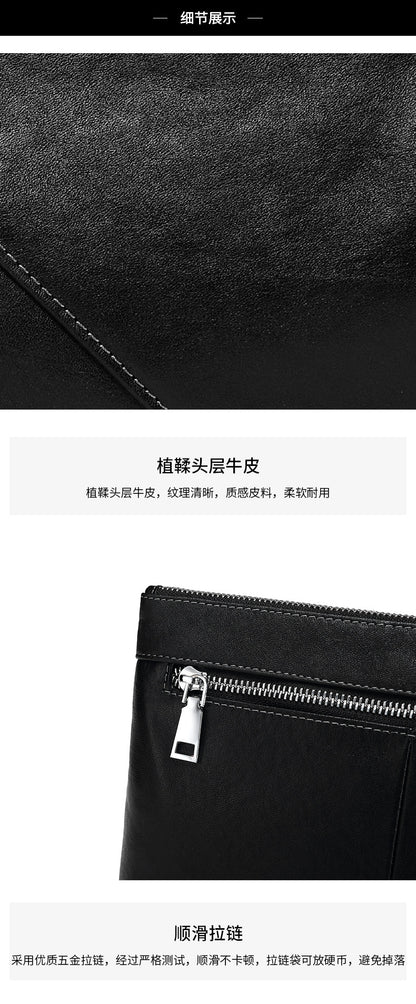 Men's Clutch Bag Made of Cowhide Genuine Leather High Quality Large Capacity Men's Handbag 