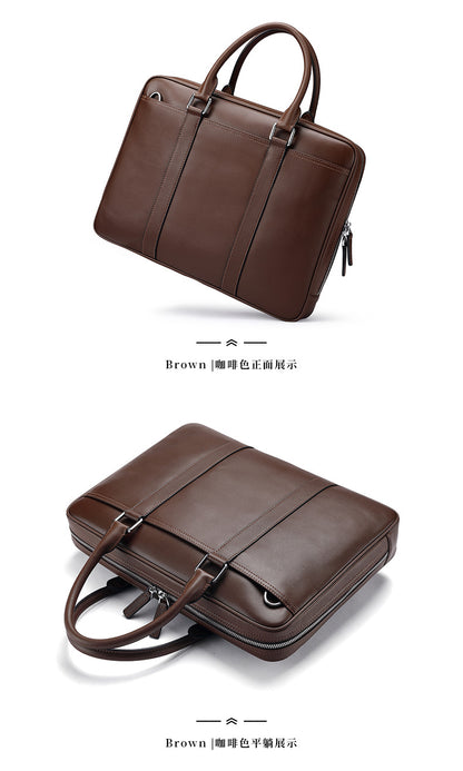 Men's briefcase business genuine cowhide leather casual simple crossbody shoulder bag handbag 