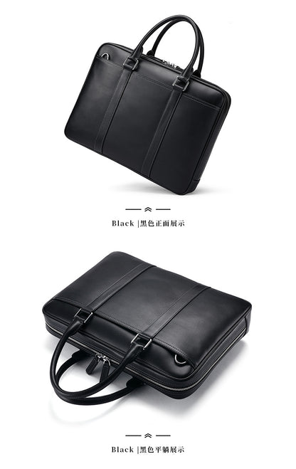 Men's briefcase business genuine cowhide leather casual simple crossbody shoulder bag handbag 
