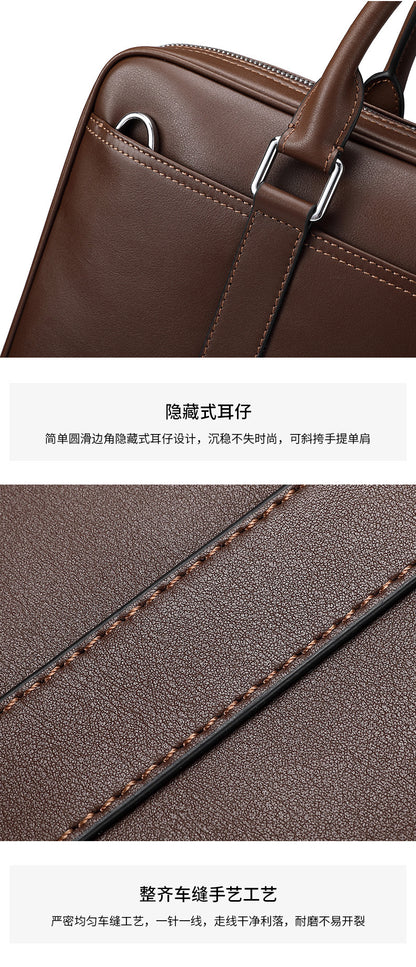 Men's briefcase business genuine cowhide leather casual simple crossbody shoulder bag handbag 
