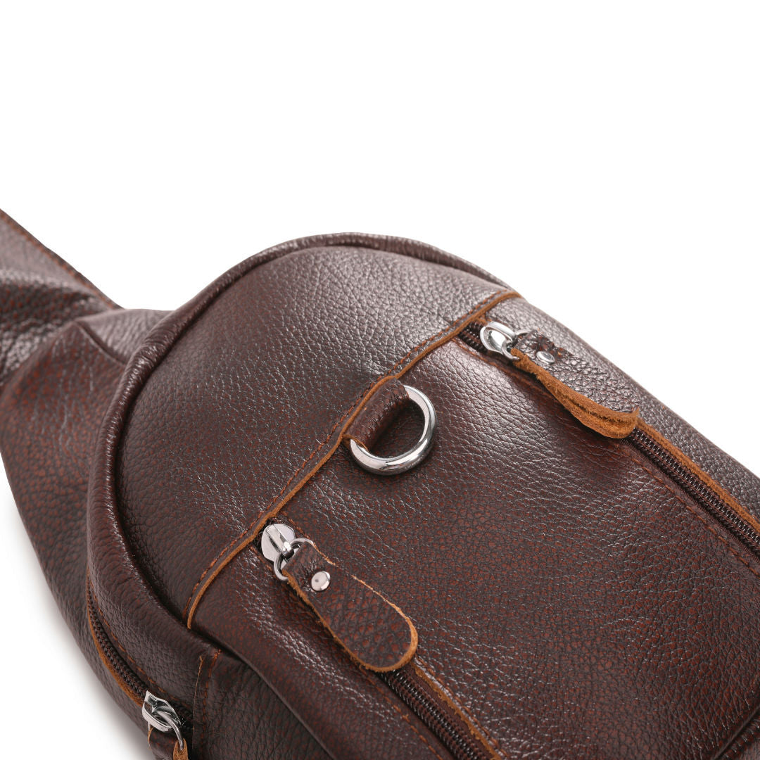 Men's bust bag genuine cowhide leather Korean fashion individuality retro casual shoulder bag crossbody bag for men 