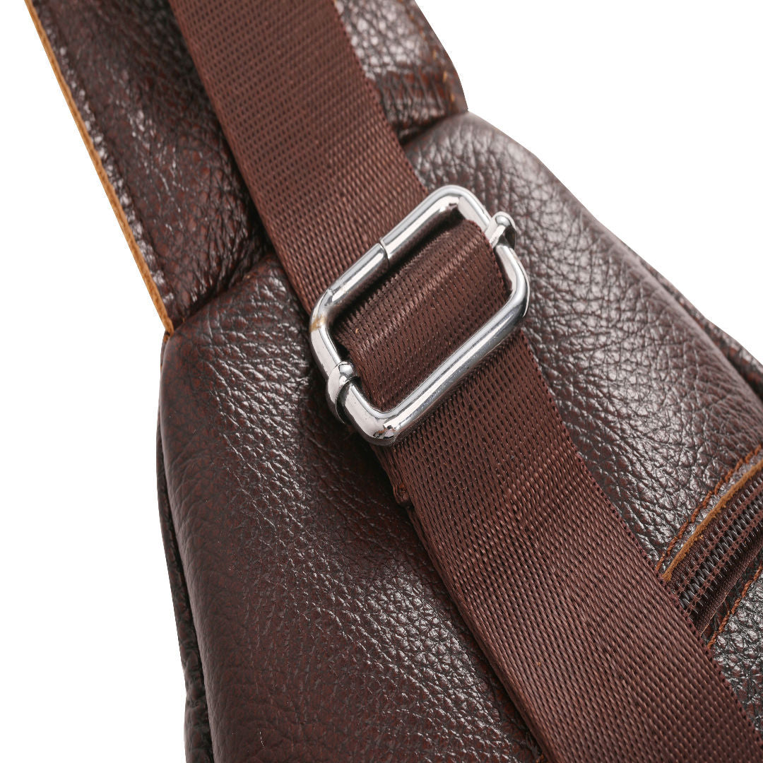 Men's bust bag genuine cowhide leather Korean fashion individuality retro casual shoulder bag crossbody bag for men 