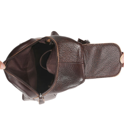 Men's bust bag genuine cowhide leather Korean fashion individuality retro casual shoulder bag crossbody bag for men 